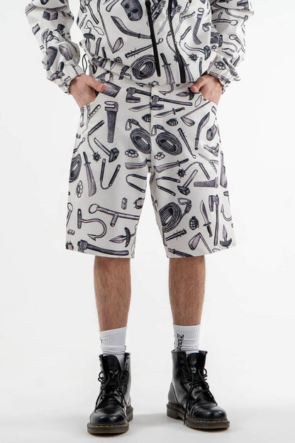 All Over Printed Short Pants in Black and White