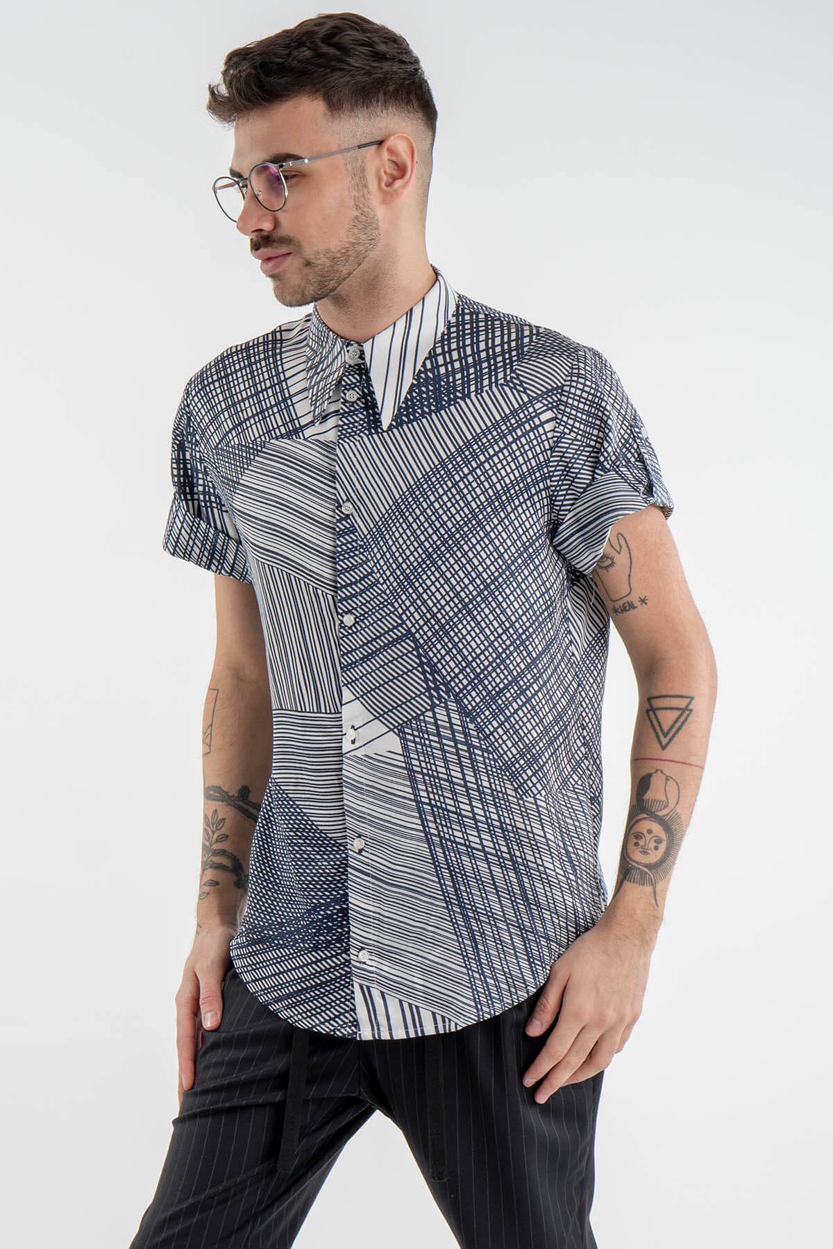 Asymmetrical Textile Design Shirt