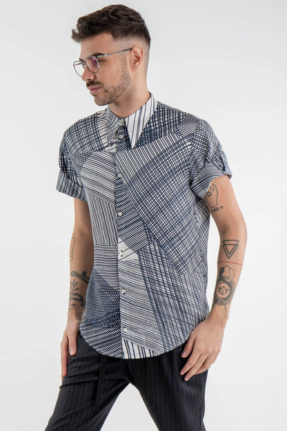 Asymmetrical Textile Design Shirt