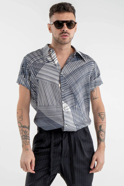 Asymmetrical Textile Design Shirt