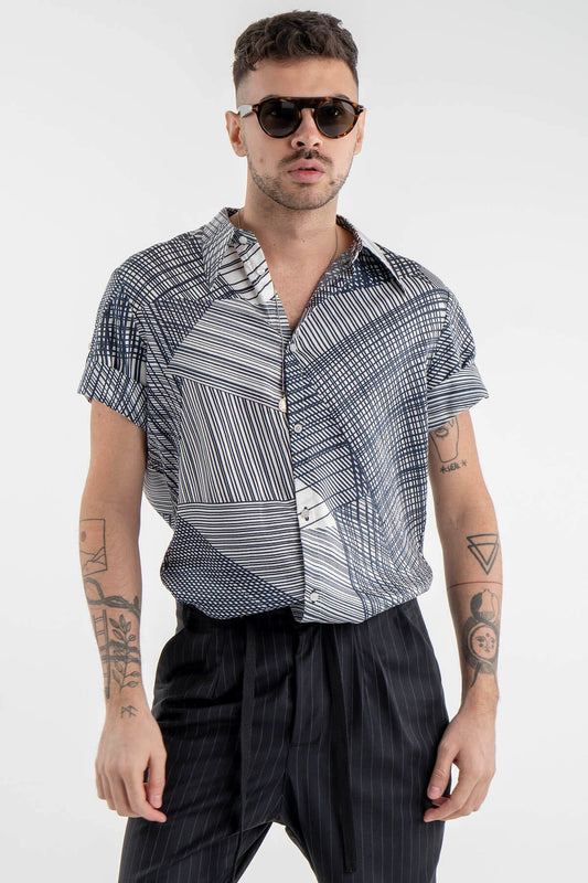 Asymmetrical Textile Design Shirt