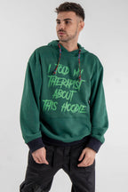 Oversized Hoodie in Green with Print