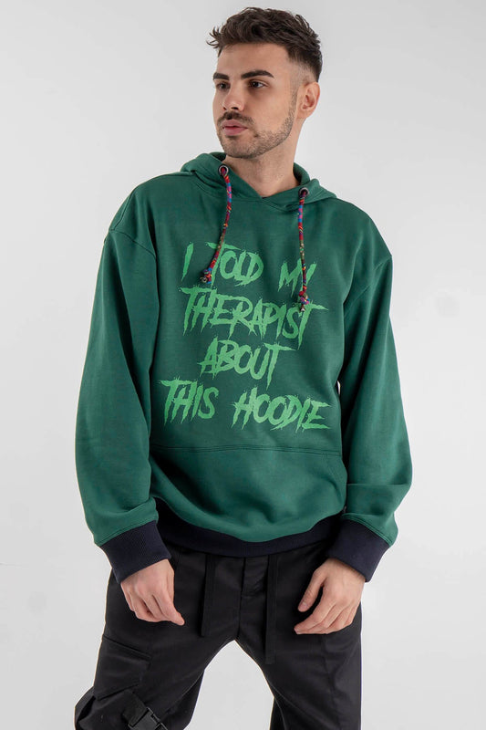 Oversized Hoodie in Green with Print