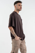 Oversize T-shirt in Brown with Pocket