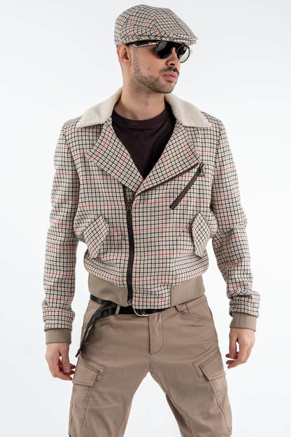 Check Wool Aviator Jacket