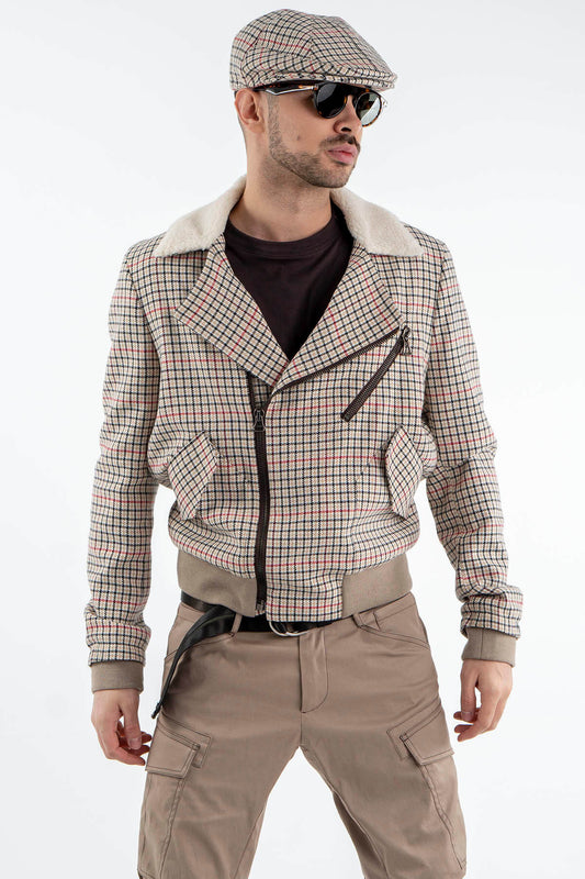Check Wool Aviator Jacket