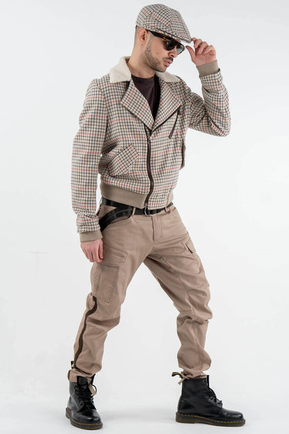 Check Wool Aviator Jacket