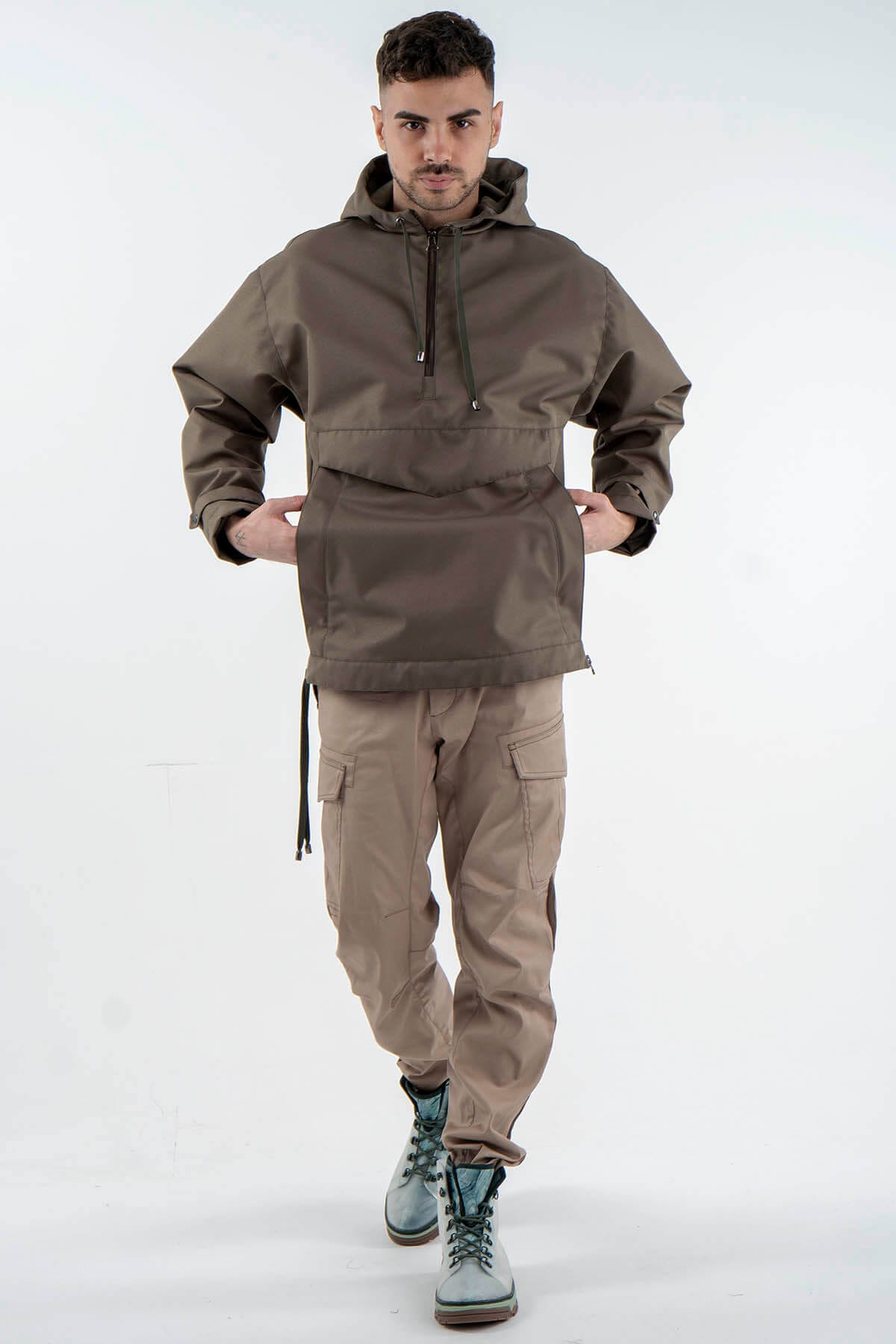 Hooded Karakul fur Lined Parka Coat