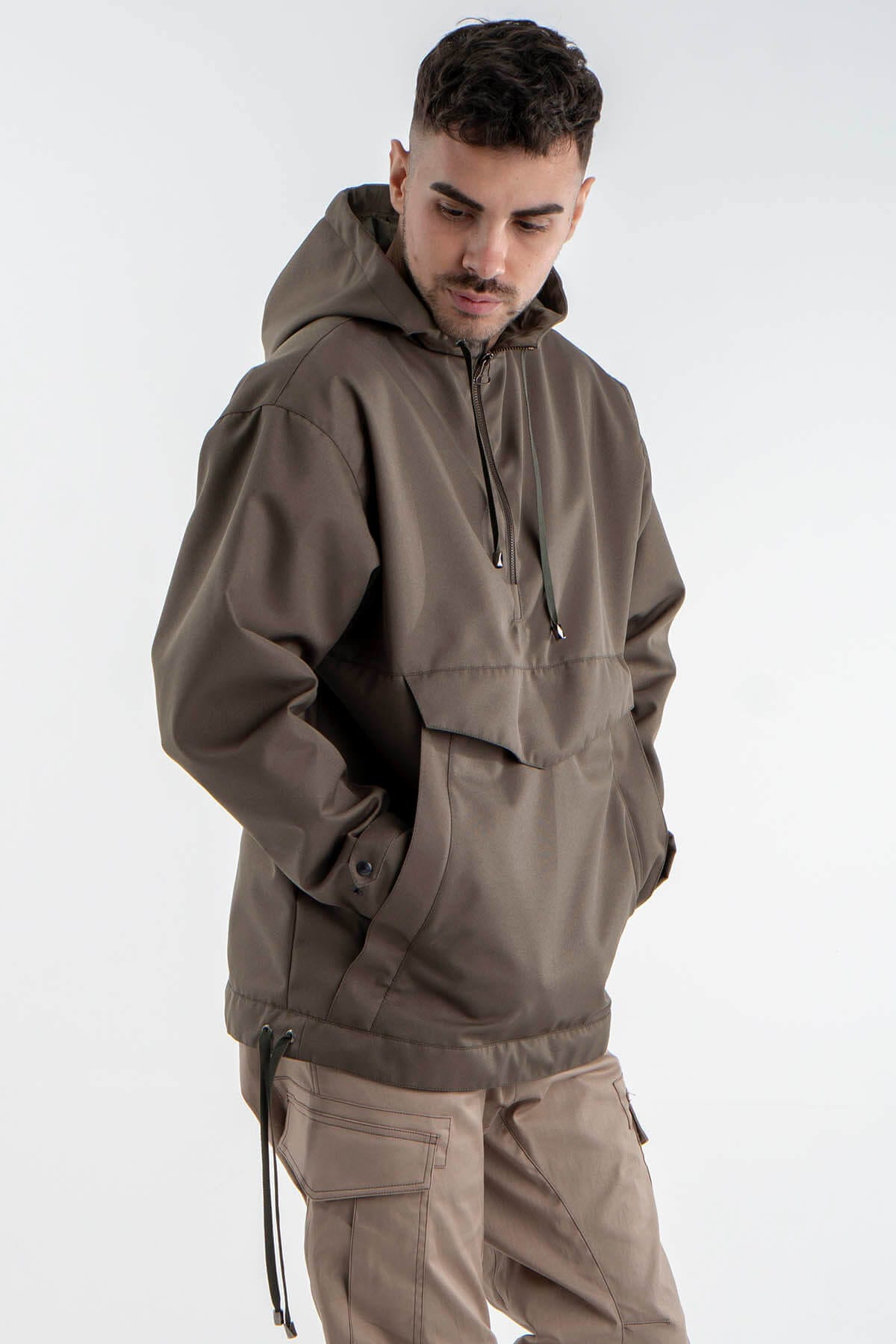 Hooded Karakul fur Lined Parka Coat