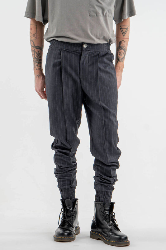 Striped Trousers in Dark Blue