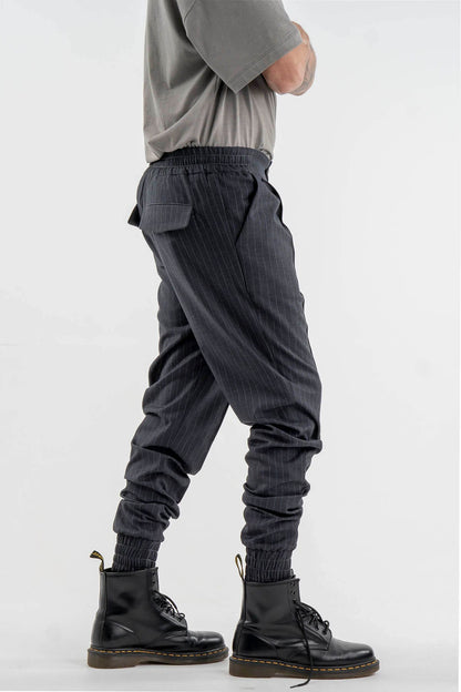 Striped Trousers in Dark Blue