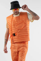Strap Buckle Vest Jacket Neon Orange