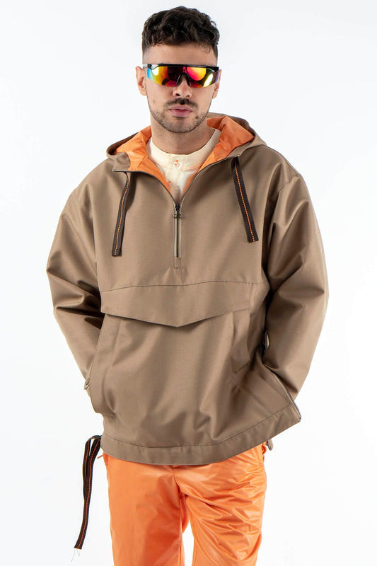 Water Resistant Hoodie in Brown