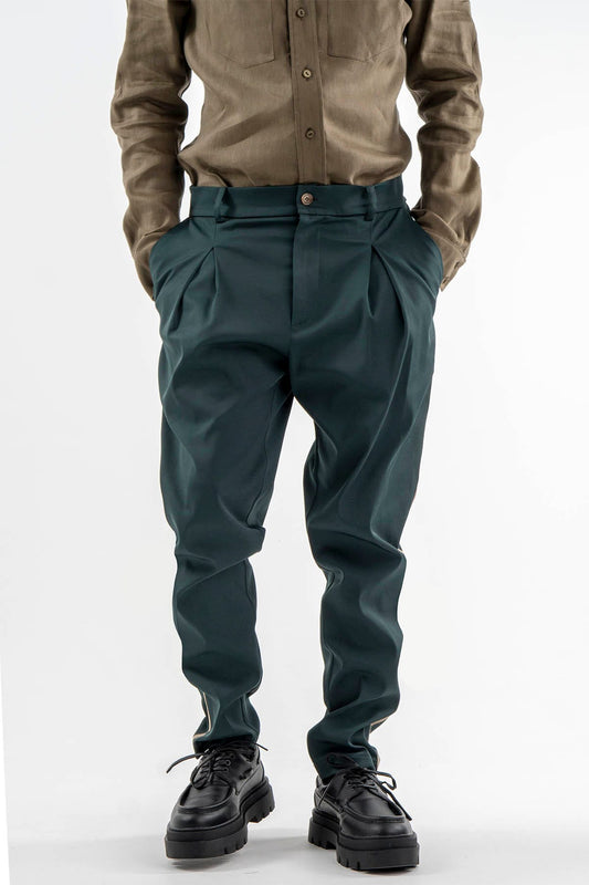 Trousers in Green with Stripe Detail
