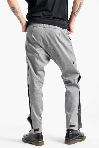 Side Snap Button Trousers in Gray