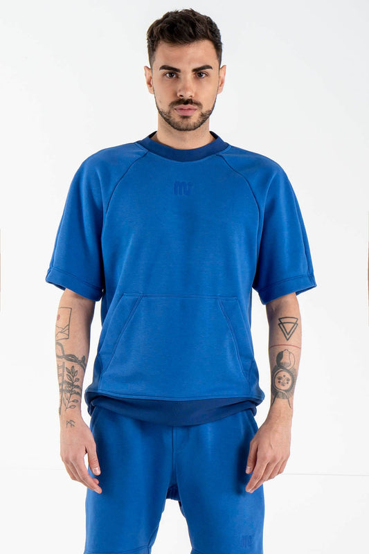 Kangaroo pocket T-shirt in Blue