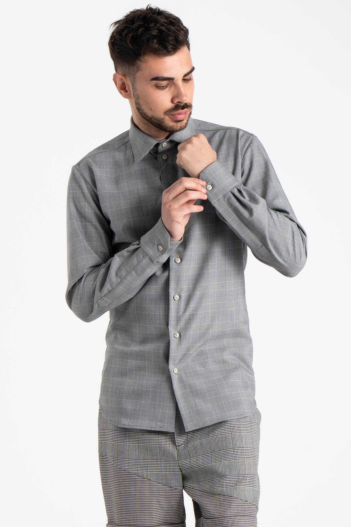 Gray Check Long-sleeve Shirt