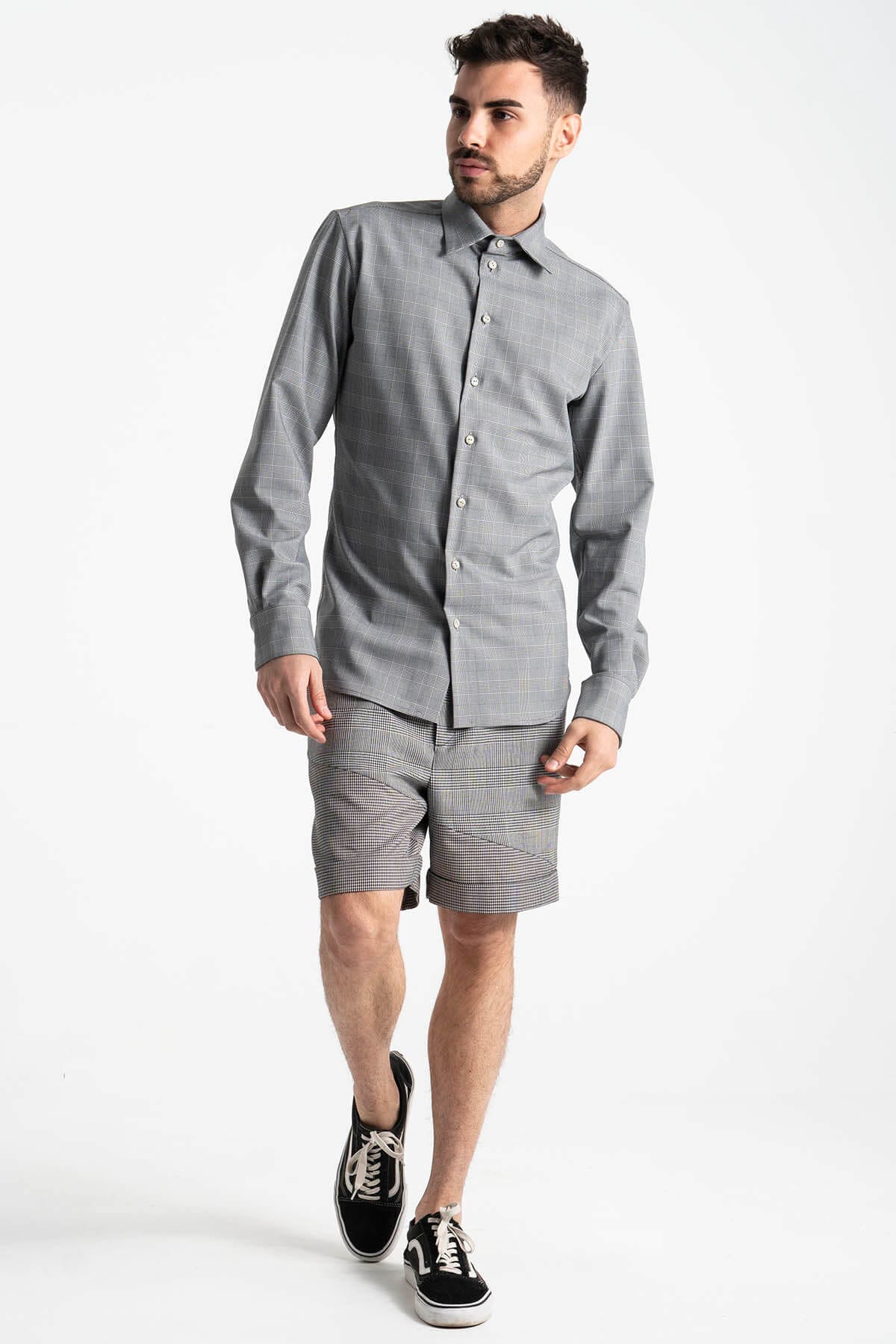 Gray Check Long-sleeve Shirt