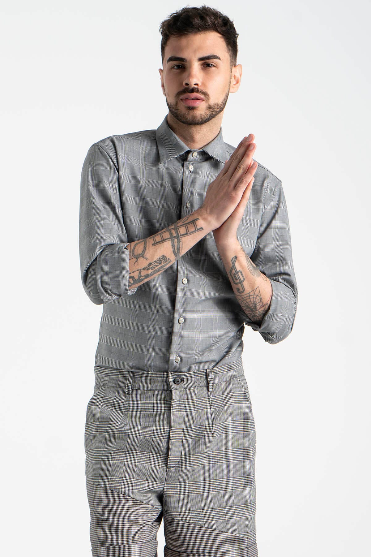 Gray Check Long-sleeve Shirt