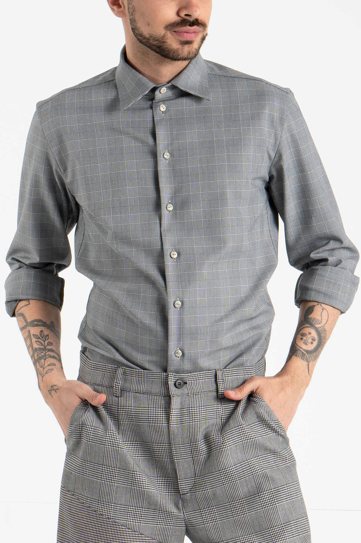 Gray Check Long-sleeve Shirt