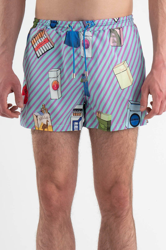 Swimming shorts with print “Barbed Wire”