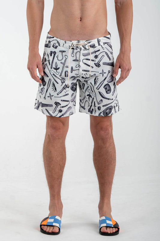 Swimming shorts with Hand Painted “Weapons”
