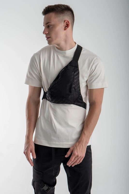 Printed Triangle Bum Bag in Black