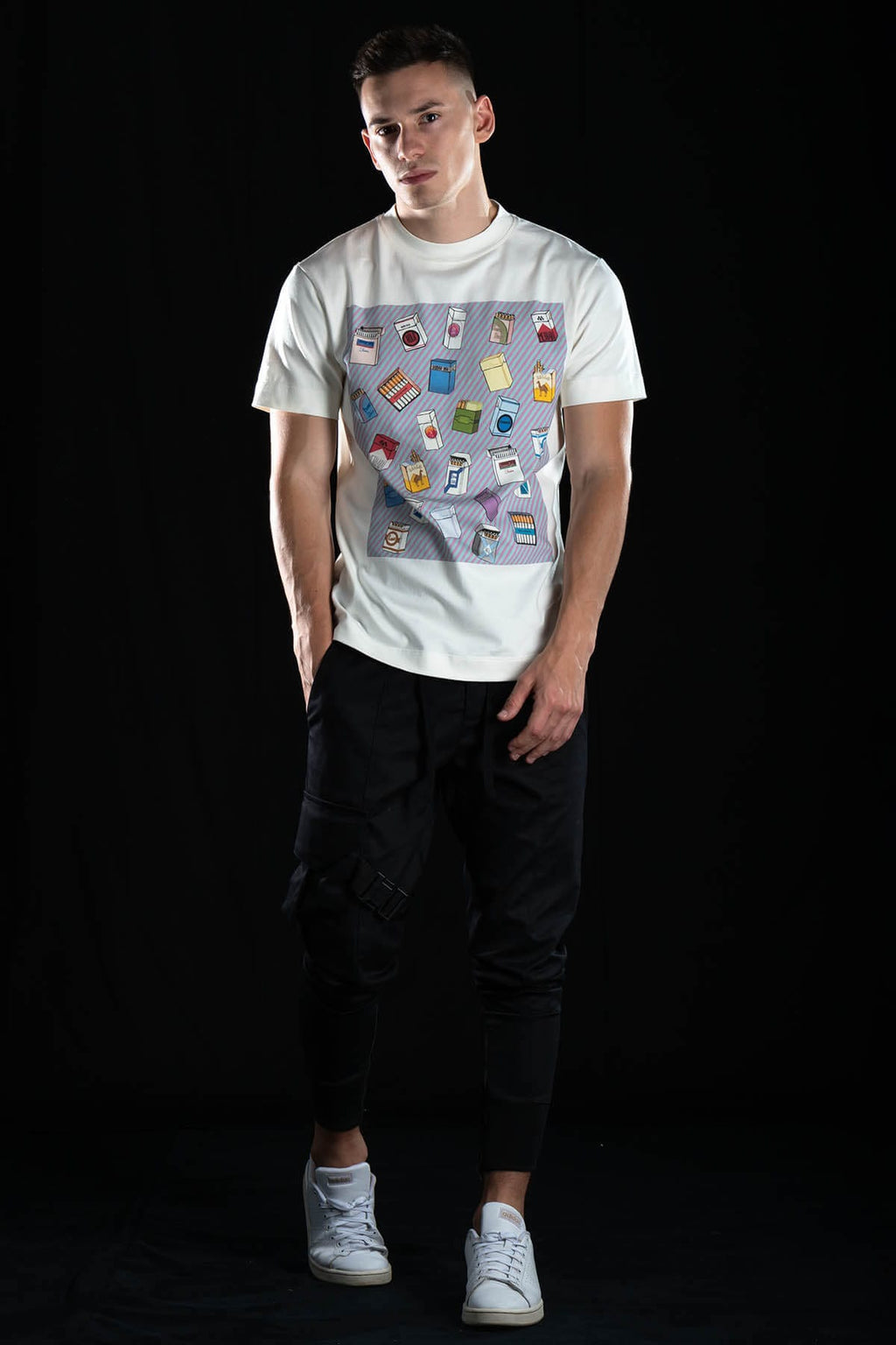 Hand painted T-shirt “Cigarettes” White