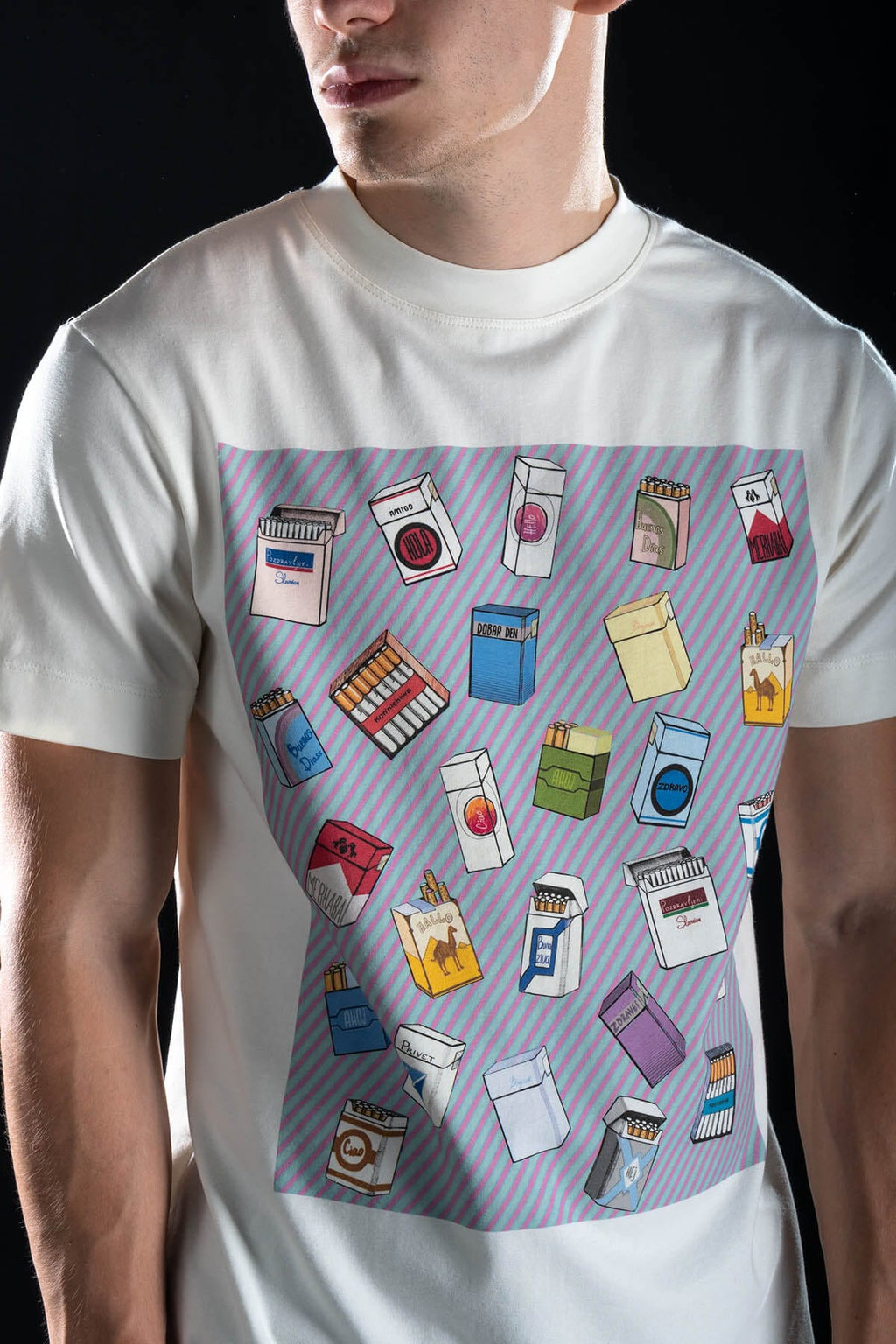 Hand painted T-shirt “Cigarettes” White