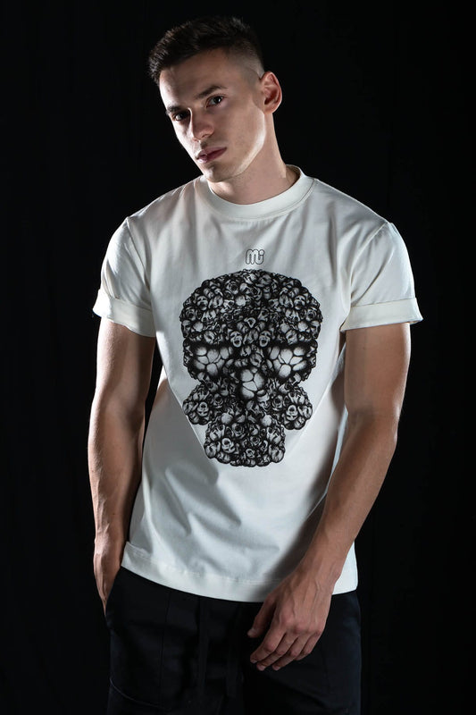 Hand painted T-shirt “Thoughts” White