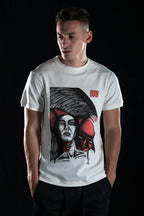 Hand painted T-shirt “Devil” White
