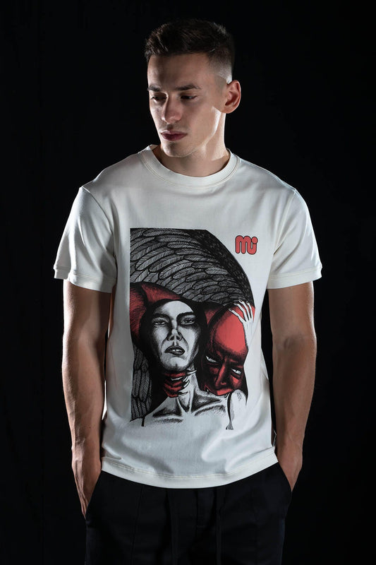 Hand painted T-shirt “Devil” White