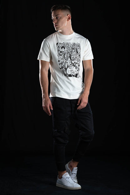 Hand painted T-shirt “Society” White