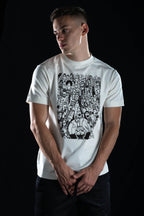 Hand painted T-shirt “Society” White
