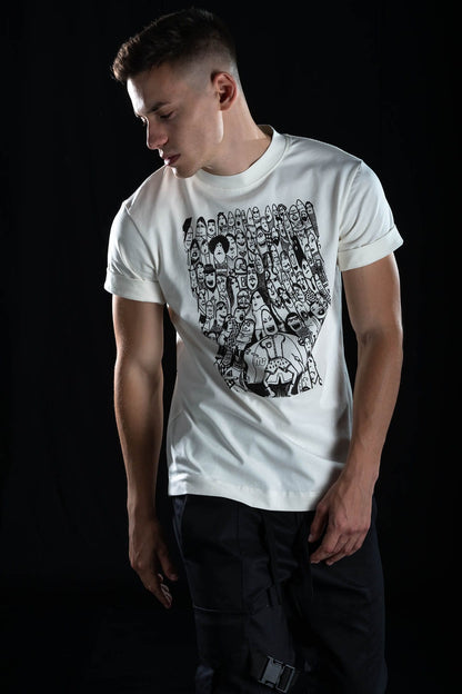 Hand painted T-shirt “Society” White