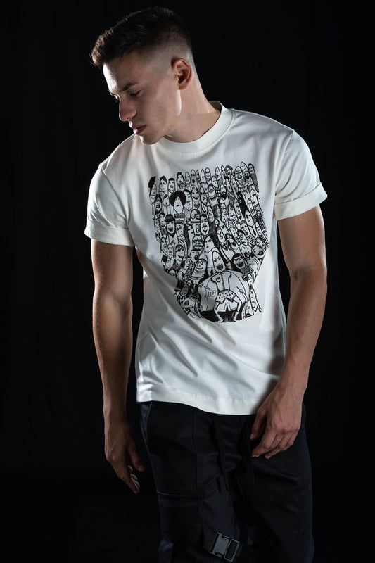 Hand painted T-shirt “Society” White