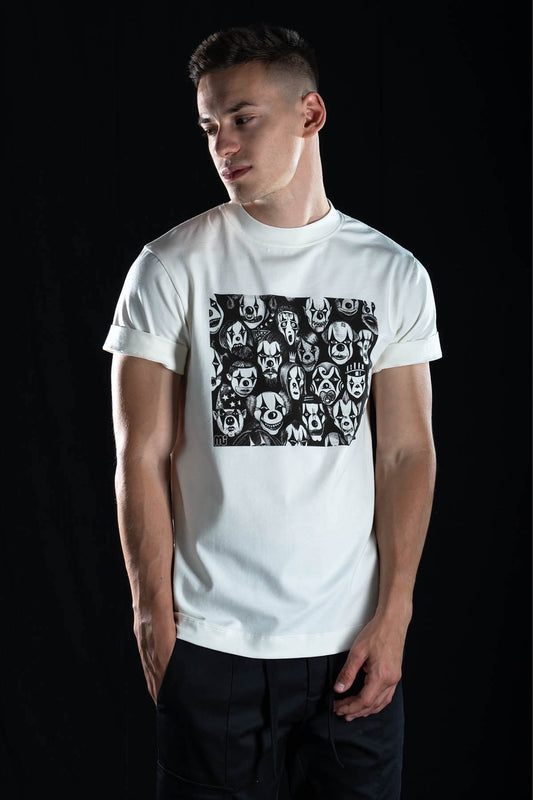 Hand painted T-shirt “Мasquerade” White