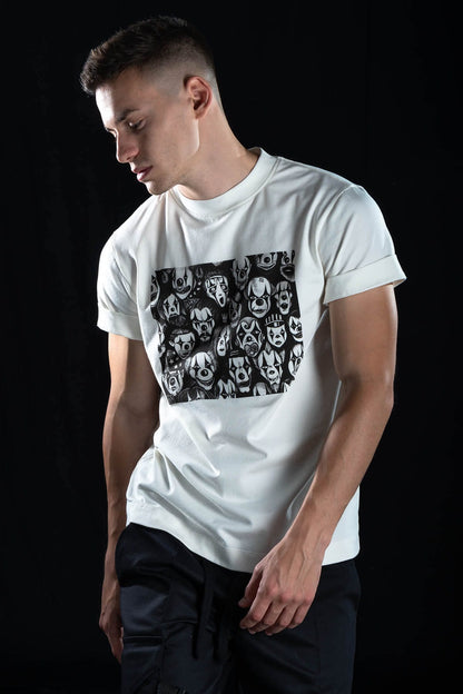 Hand painted T-shirt “Мasquerade” White