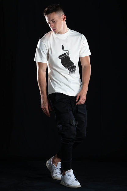 Hand Drawn T-shirt “Paint” White