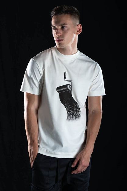 Hand Drawn T-shirt “Paint” White