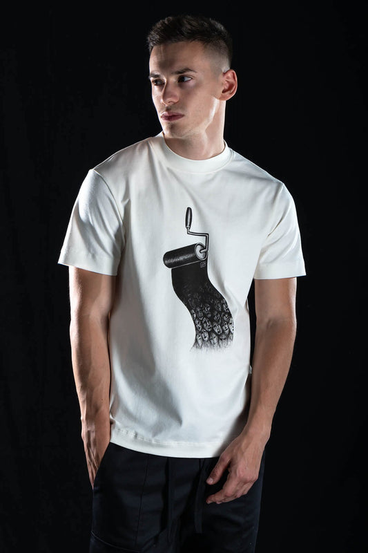 Hand Drawn T-shirt “Paint” White