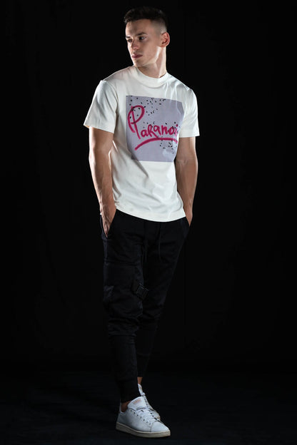 Hand painted T-shirt “Paranoia” White