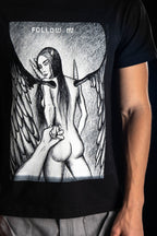 Hand painted T-shirt “Follow Mi” Black