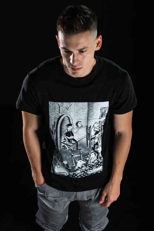 Hand painted T-shirt “Dinner” Black