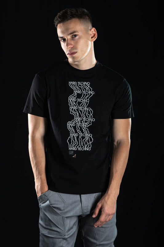Hand painted T-shirt “Hard Techno” Black