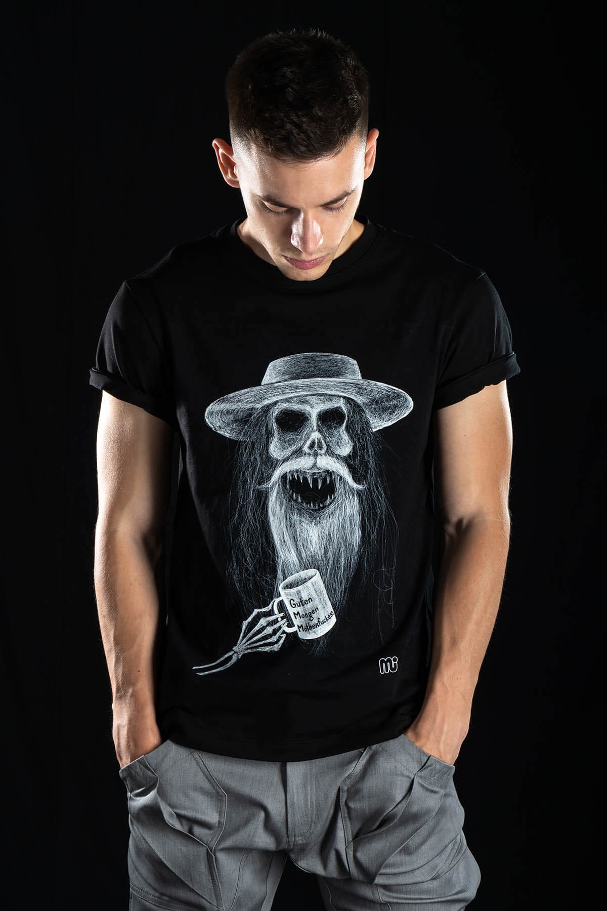 Hand painted T-shirt “Guten Morgen Motherf*ckers” Black